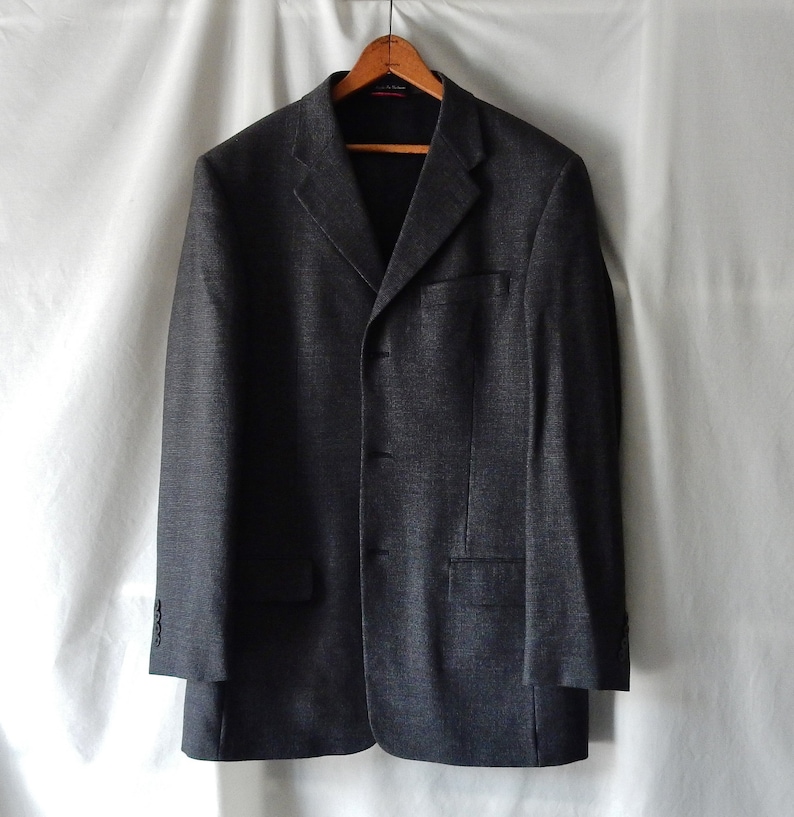 Sz 40L Men's Pierre Cardin Blazer Jacket Sport Suit Coat Wool Charcoal Gray Designer image 2