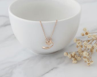 Shiny Gold Plated Fox Necklace, Dainty Woodland Animal Charm Pendant, Gift for Fox and Animal Lovers, Cute Foxy Charm, Autumn Forest Theme