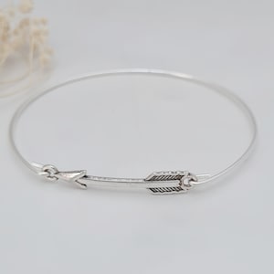 Silver Plated Arrow Bangle: Minimalist Stacking Bracelet