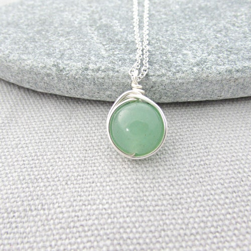 Jade Wire Wrapped Pendant Necklace Green Jade Necklace Etsy UK