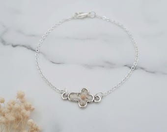 Mustard Seed and White Flower Cross Bracelet, Christian Jewellery, Faith Gift, Graduation Jewellery, Matthew 17 20 Bracelet
