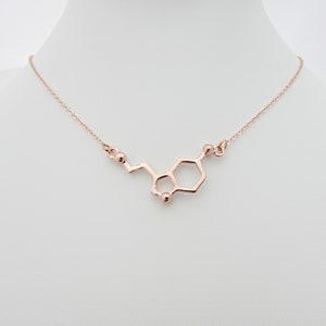 Rose Gold Serotonin Molecule Necklace: Science Jewelry Gift