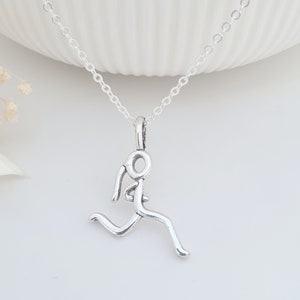 Running Lady Girl Necklace, Runners Jewellery, Athletes Necklace, Silver Plated Running Lady Pendant, Jogging Jewellery, Sports Lover Gift image 2