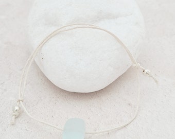 Sea Glass Cord Bracelet, Summer Jewelry, Sea Glass Pebble, Adjustable Cord Bracelet, Boho Bracelet, Friendship, Beach Style, Ocean Jewellery