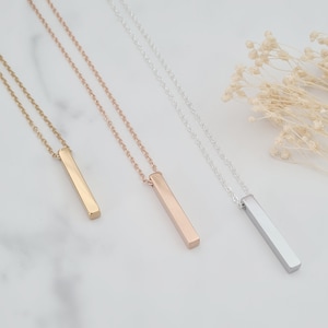 Minimalist Rechteck Bar Halskette, glänzende Rechteck Bar, Geometrische Anhänger, Rosegold, Silber, Gold Bar, Geschenk Freundin