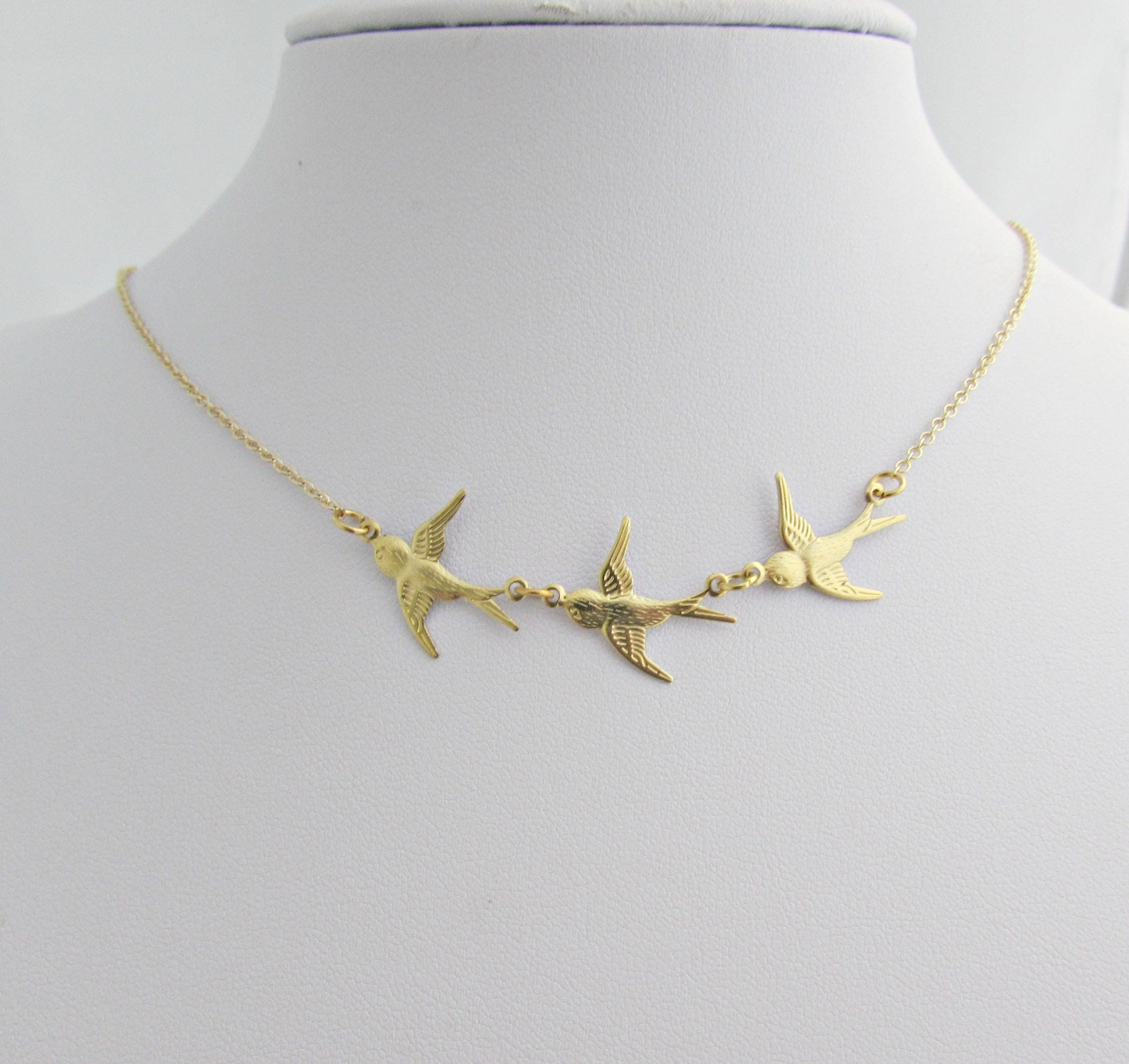 Three Little Bird Necklace Bird Necklace Bridesmaid Gifts