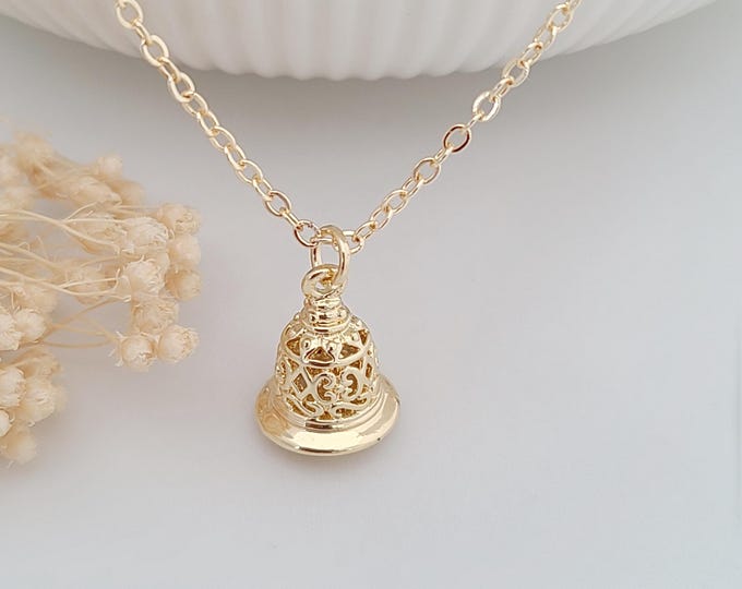 Bell Pendant Ringer Dainty Gold Filigree Bell Necklace, Bell Pendant, Bell Ringer Gift - Etsy