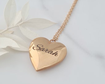 Engraved Name Locket Necklace, Big Heart Locket, Bridesmaid Gifts, Keepsake Gifts, Family Gifts, Personalised Locket, Mother's Day Gift