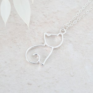 Personalised Cat Necklace, Cat and Initial Pendant, Cat Lover Gift, Silhouette Cat, Cat Jewellery, Cat Lady Gift, Pet Jewellery, Pet Gifts image 4