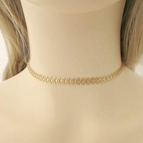 Leaf Choker Gold Leaf Choker Rose Gold 