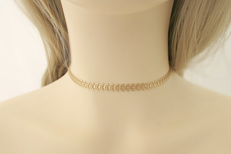 Leaf Choker Gold Leaf Choker Rose Gold Leaf Choker Silver Etsy UK