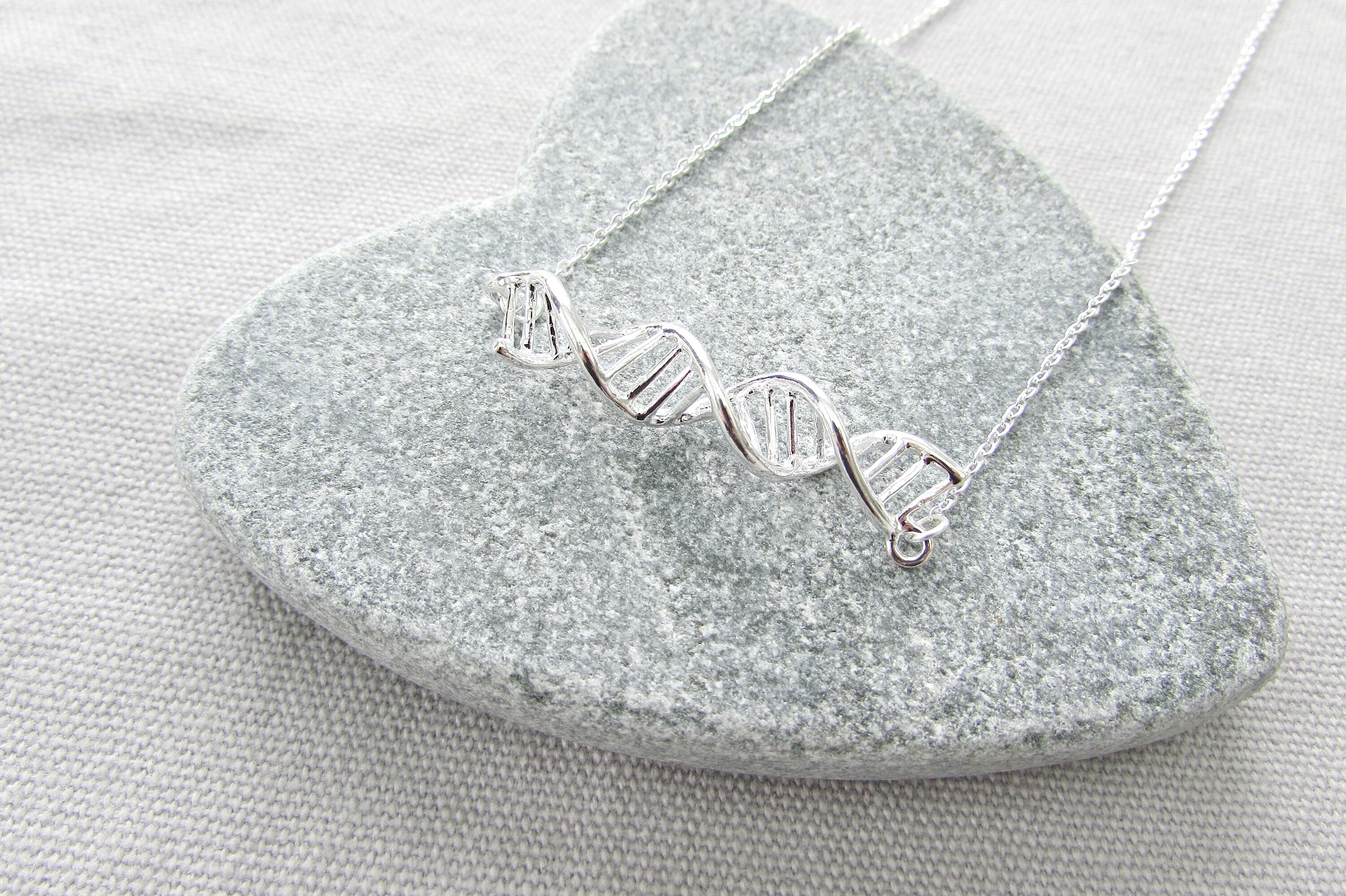 DNA Strand Necklace DNA Jewellery Silver Science Jewellery Etsy UK
