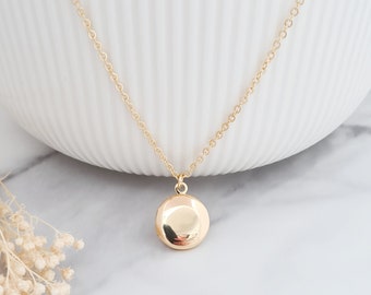 Small Gold Plated Shiny Locket Necklace, Dainty Keepsake Photo Pendant, Meaningful Bridesmaid Gift, Flower Girl Jewellery, Communion Gifts
