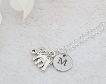 Personalised Elephant Necklace, Elephant Pendant, Elephant Jewellery, Initial Elephant, Wild Animal Jewellery, Animal Lover Gifts, Girl Gift