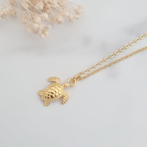 Schildpadketting, gouden zeeschildpadhanger, schildpadketting, oceaangeïnspireerd, Under the Sea Life-sieraden, schildpadsieraden, zeedier