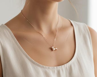Dachshund Dog Necklace, Dainty Sausage Dog Pendant, Wiener Dog Charm Jewellery, Cute Pet Dog Lover Gift, Minimalist Hound Charm