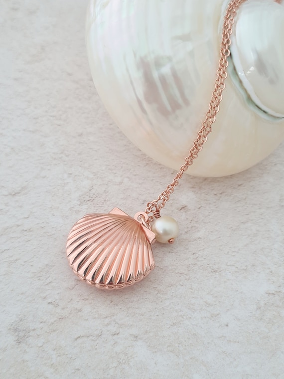 Sea Shell Locket Necklace Shell Mermaid Locket Flower Girl
