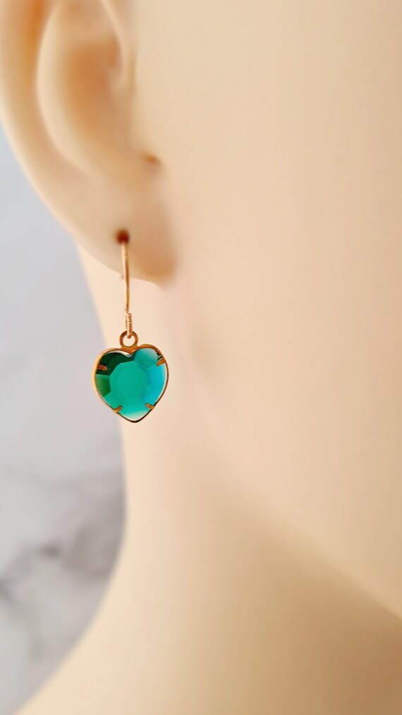 Green heart best sale earrings