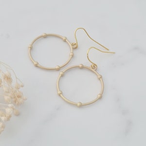 Hoop Earrings, Matt Gold Plated Ring Earrings, Circle Earrings, Dangle Hoop Ear Jewellery, Gifts for Women and Girls, Simple Hoop Earrings