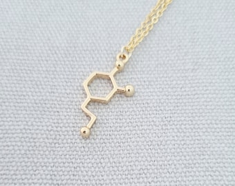 Dopamine Necklace, Dopamine Pendant, Science Necklace, Geekery Gifts, Happy Molecule Jewellery, Chemistry Symbol Jewellery, Science Gifts