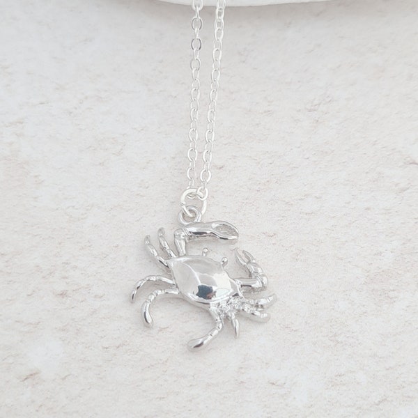 Personalised Crab Necklace, Cancer the Crab Horoscope, Sea Creatures, Crab Pendant, Custom Initial Crab Pendant, Ocean Life, Crab Pendant