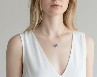 Blue and White Flower Porcelain Bead Necklace, Forget me Not Necklace,  Floral Jewellery