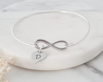 Personalised Infinity Bracelet, Infinity with Initial Bangle, Infinity Jewellery, Personalised Jewellery, Bridesmaid Bracelet, Friendship