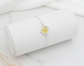 Buttercup Bracelet, Dainty Yellow Flower Bracelet, Bridesmaid Bracelet, Flower Girl Bracelet, Real Yellow Floral Jewellery