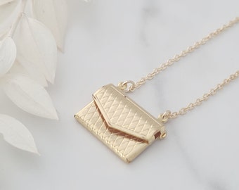 Envelope Locket, Envelope Pendant, Bridesmaid Gifts, Bridesmaid Necklace, Gifts for Her, Keepsake Gift, Mother's Day Gifts, Rectangle Locket