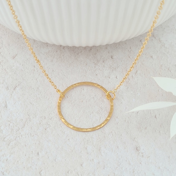 Circle Necklace, Karma Ring Necklace, Bridesmaid Necklace, Gifts for Women, Layering Necklace, Bridesmaid Gifts, Hammered Ring Necklace