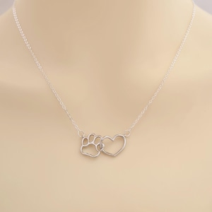 Dog Necklace, Cat Necklace, Paw and Heart Necklace, Dog Lover Jewellery, Cat Lover, Cat Paw Necklace, Love my Pet Jewellery, Animal Gift