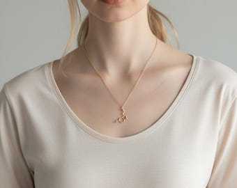 Gold Serotonin Molecule Necklace, Chemistry Science Gift, Gold Plated Brain Chemical Pendant, Geeky Gift, Psychologist, Biochemist, Doctor