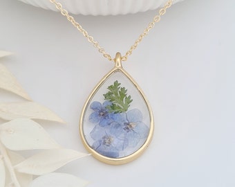 Forget me Not Flower Necklace, Forget me Not Pendant, Blue Flower Necklace, Bridesmaid Necklace, Boho Jewellery, Myosotis, Botanical Jewelry
