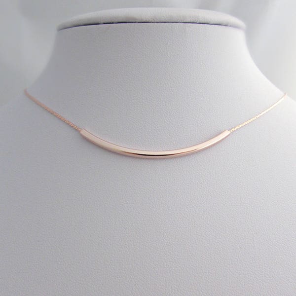 Tube Necklace, Minimalist Necklace, Rose Gold Bar Necklace, Bridesmaid Necklace, Bridesmaid Gifts, UK Etsy, Gift for Her, Statement Necklace