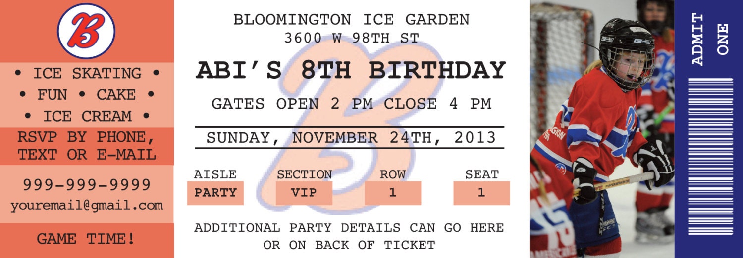 Sporting Event Ticket Birthday Invite Etsy