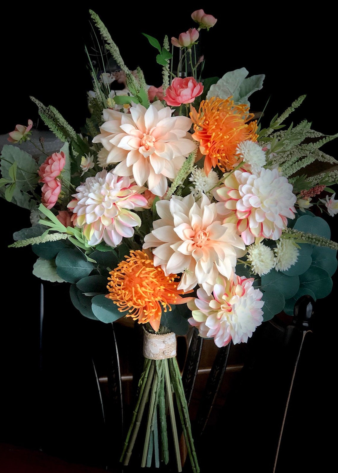 Dahlia & Pincushion Bridal Bouquet Wedding Flowers Etsy