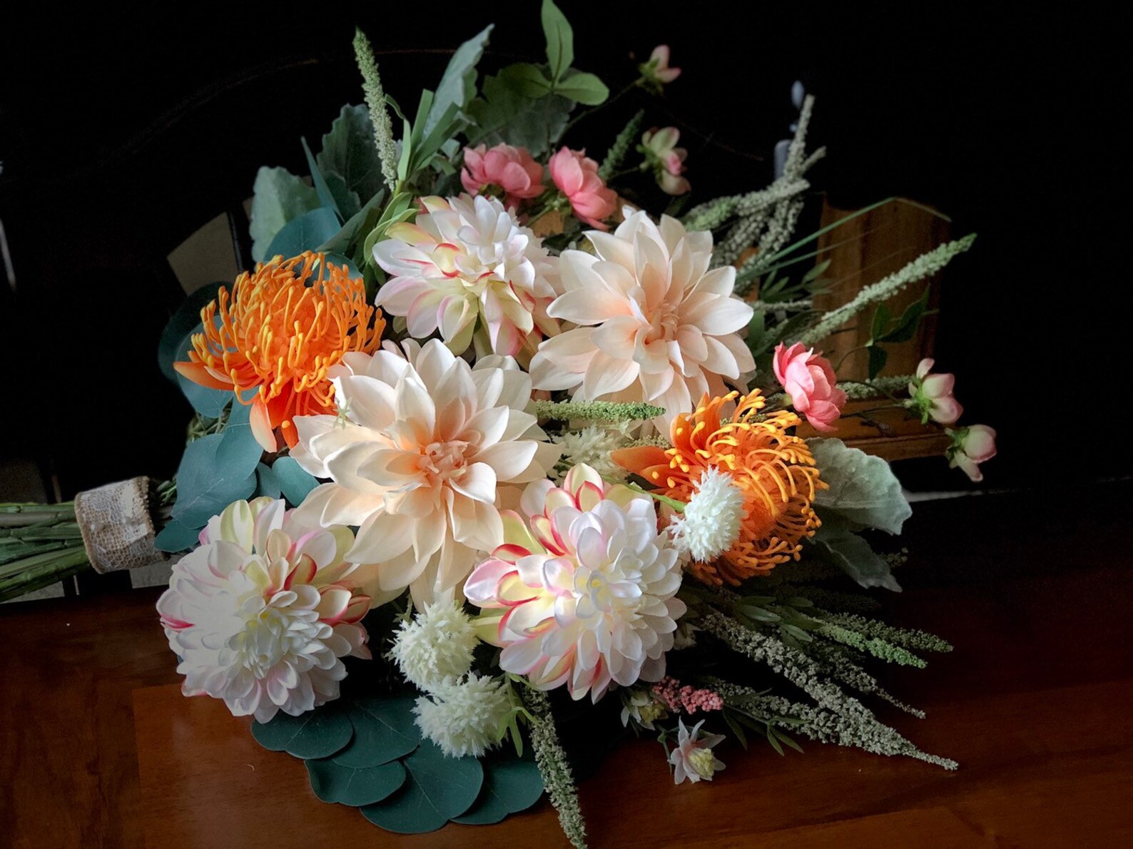 Dahlia & Pincushion Bridal Bouquet Wedding Flowers Etsy