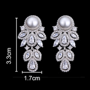 Pair Pearl Leaf Dangle Drops SILVER Wedding Gauges tunnels Plugs earring 8g 6g 4g 2g 0g 00g 7/16 1/2 3mm 4mm 5mm 6mm 8mm 10mm 11mm 12mm image 8