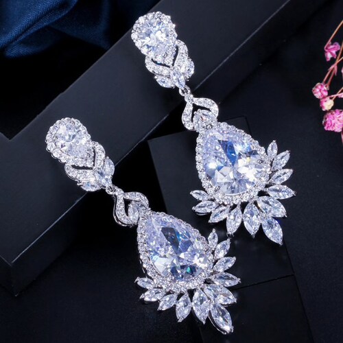 Silver Crystal Dangle Wedding Gauges Plugs Earrings 8mm 0g Etsy