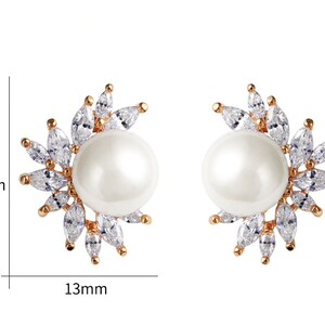 PAIR small GOLD Leaf Floral Pearl Prom Wedding Tunnels Gauges Plugs Earrings 8g 6g 4g 2g 0g 3.2mm 4mm 5mm 6mm 8mm image 4