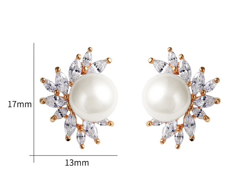 PAIR small GOLD Leaf Floral Pearl Prom Wedding Tunnels Gauges Plugs Earrings 8g 6g 4g 2g 0g 3.2mm 4mm 5mm 6mm 8mm image 4