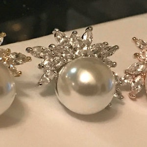 Boucles d'oreilles en argent avec perles Jauges de perles Cadeau de demoiselle d'honneur Bouchons de nacre Jauges de mariage Bouchons de mariage Bijoux de mariage image 8