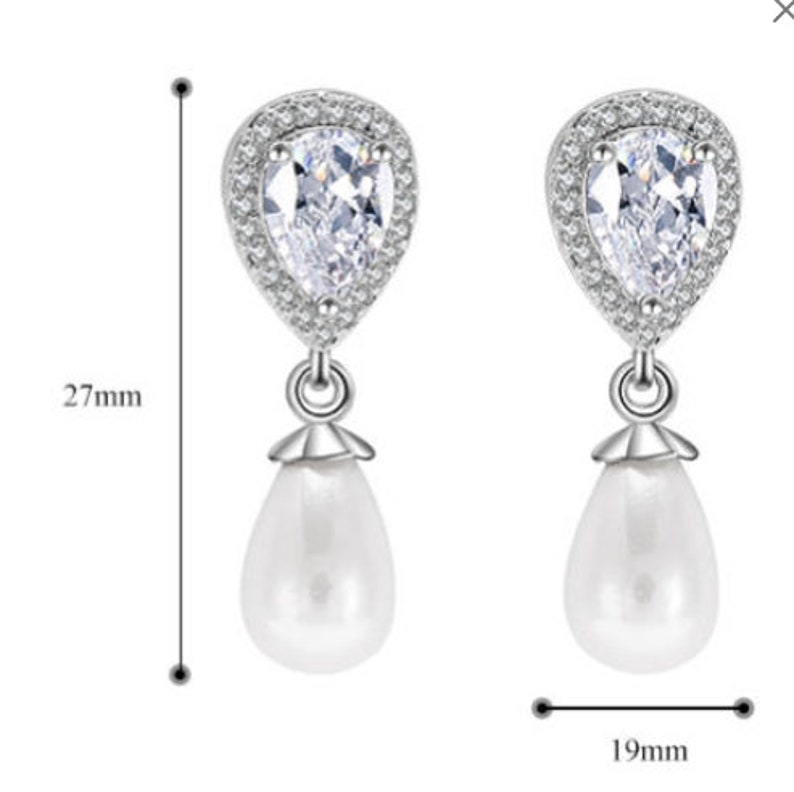 SET Necklace & Gauges Earrings Rose Gold Drop Pearl Zircon Etsy