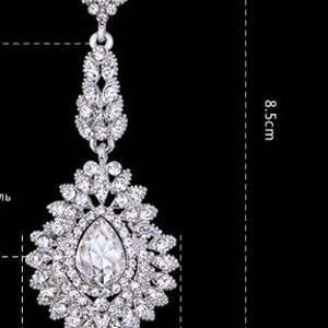 PAIR Vintage crystal long rhinestone gauges plugs earrings wedding jewelry prom 00g 7/16 1/2 9/16 10mm 11m 12mm 14mm image 2