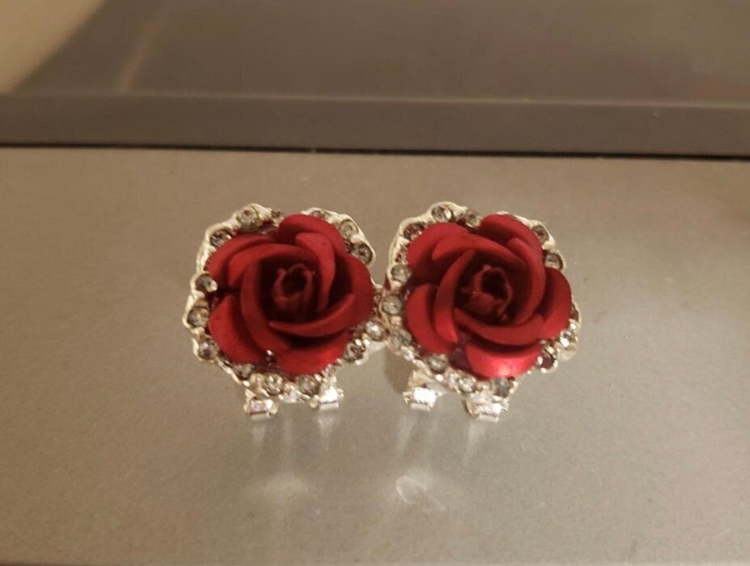 Rose Crystal Ear Gauges Ear Tunnels Ear Gauges Etsy