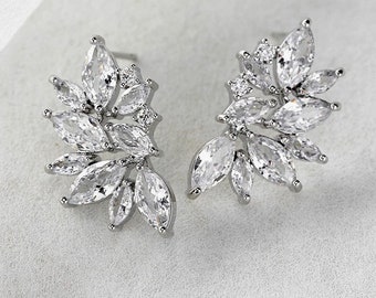 Silver Marquise Bridal Wedding Earrings  Gauges - Wedding Gauges - Ear Gauges - Earrings - Ear Tunnels - Bridal Jewelry -  Jewelry