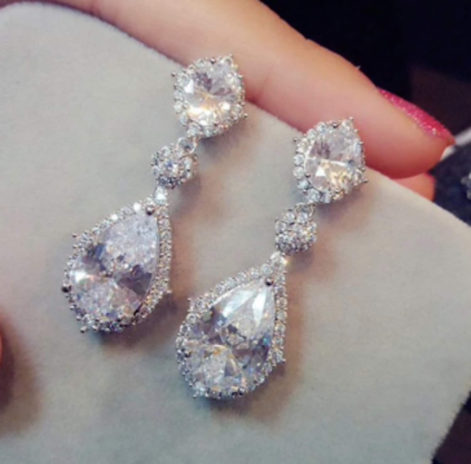 Rhodium Crystal Silver Wedding Gauges Plugs earrings 6g 4g 2g Etsy