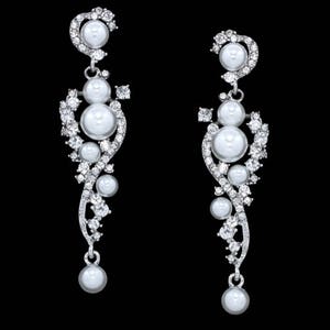 PAIR Silver Pearl Vine Wedding Earrings Dangle Gauges Plugs Tunnels 8g 6g 4g 2g 0g 00g 7/16 1/2 3mm 4mm 5mm 6mm 8mm 10mm 11mm 12mm image 2