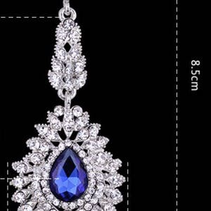 PAIR Vintage crystal long rhinestone gauges plugs earrings wedding jewelry prom 00g 7/16 1/2 9/16 10mm 11m 12mm 14mm image 5