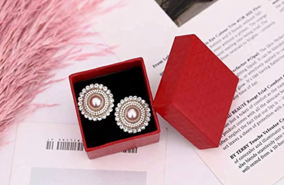 Gold Large Gauges Dome Cream Pearl Wedding Earrings Wedding Gauges Ear